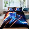 Ice Hockey Duvet Cover Hockey Player Bedding Set Winter Sports Event Comforter Cover Twin Full For Kids Boys Girls Bedroom Decor