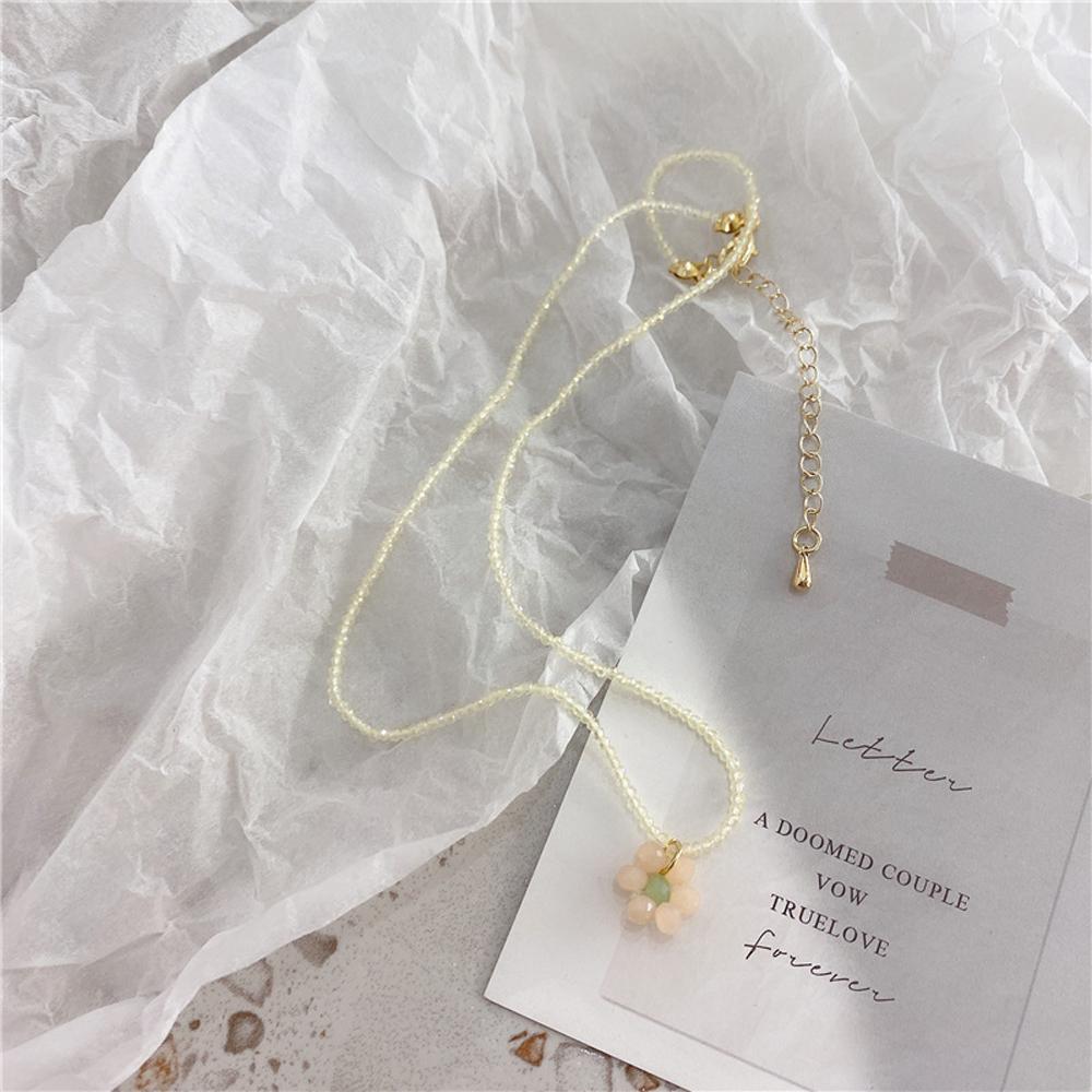 Милое корейское праздничное цветочное женское украшение Ожерелье-чокер из бусин с ромашкой