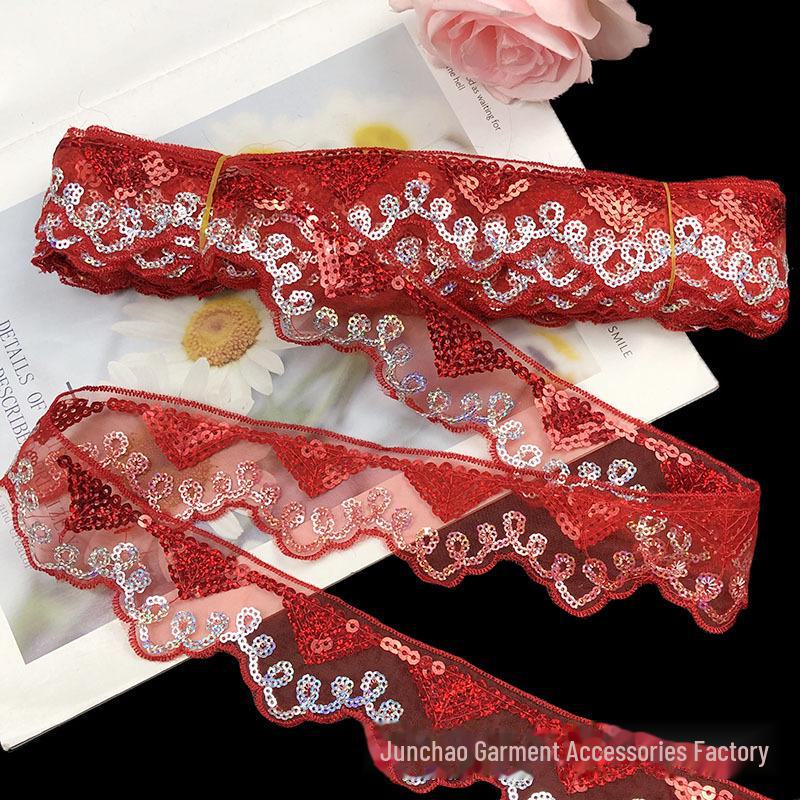 Готовая к использованию сетчатая занавеска с вышивкой пайетками и треугольной кромкой из пайеток