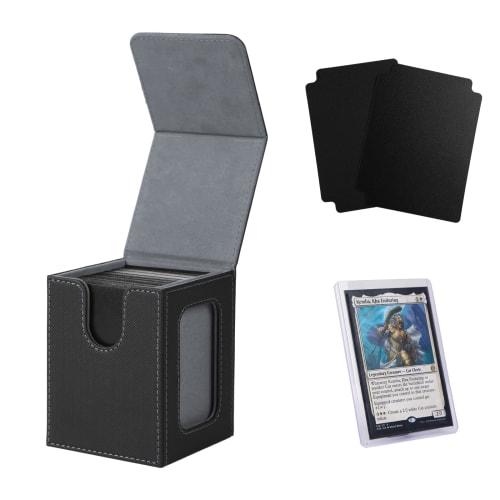 Venssu Deck Case, Trading Card Case with Card Display Window, Holds 100 Cards, Double/Triple Sleeved, Vertical Entry, Two Dividers, and One Top Loader