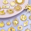 6 шт. Настоящее позолоченное солнце, подвески для изготовления ювелирных изделий, подвески из нержавеющей стали, сердце, луна, нить, материал солнечного света