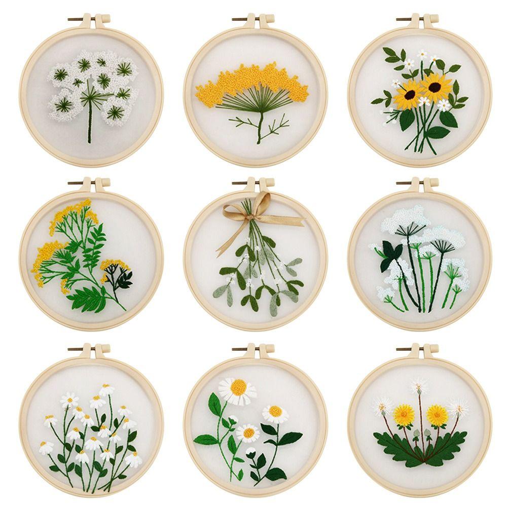 DIY Crafts Ornament Handmade Needle Punch Cross Stitch Kit Embroidery Hoop Flower Embroidery