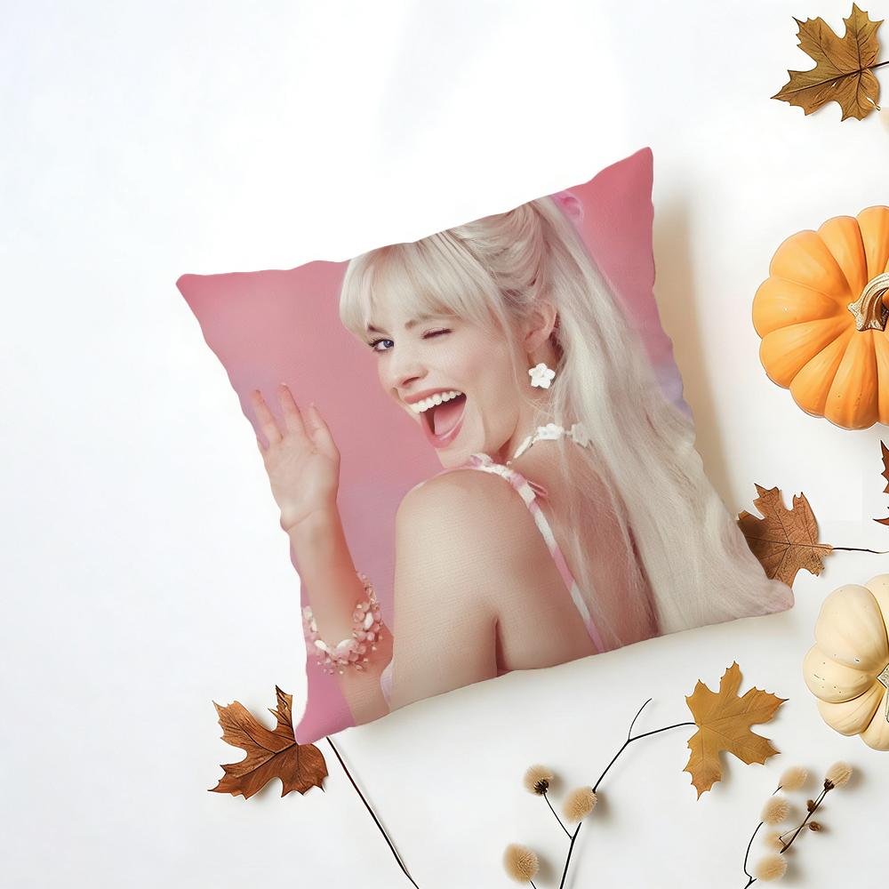 MMargot Robbie Cushion Cover Washable Linen Pillowcase Soft for Daily Sofa Bed Home Room Decor