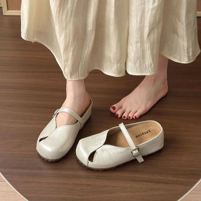 Ретро туфли Мэри Джейн женские новые летние универсальные на плоской подошве с юбкой мягкая подошва туфли-бобы полушлепанцы