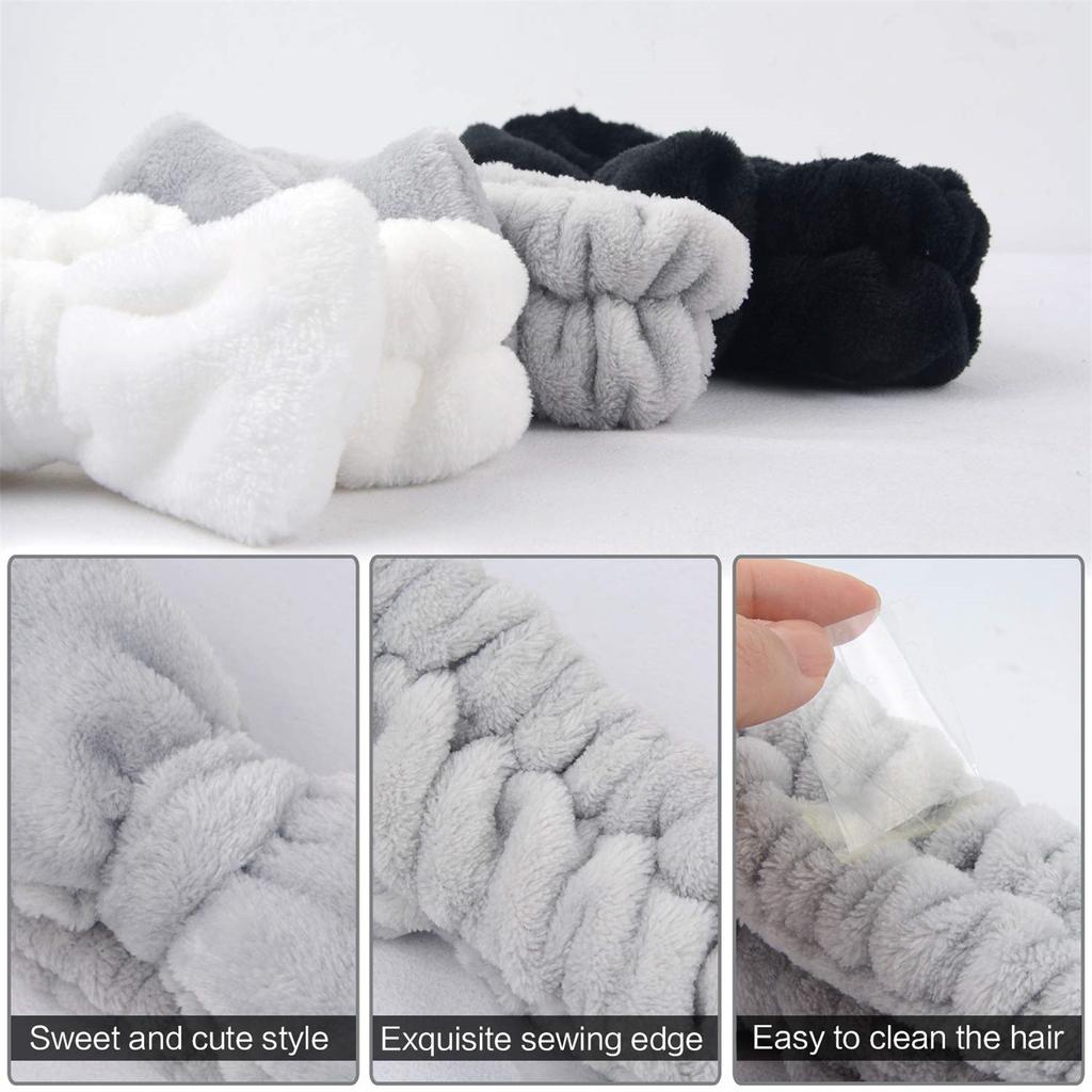 Bow Hair Bands Spa Headband For Washing Face Makeup Headband For Women 3Pack