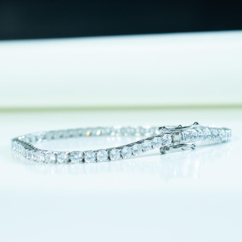 3mm White Zircon Tennis Bracelet 18cm 925 Silver Cubic Zirconia Bracelets