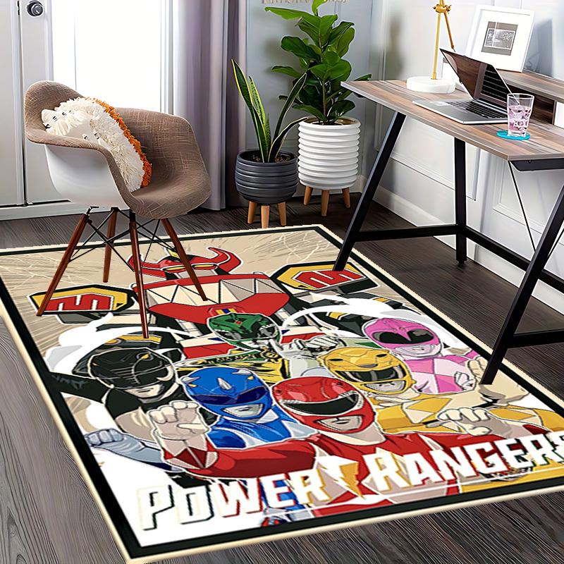 1 шт. Коврик для офисного кресла Power Rangers - Дизайн с персонажами аниме и мультфильмов, Нескользящий ковер для домашнего декора, Подходит для всех сезонов, Идеальный подарок для фанатов.T083