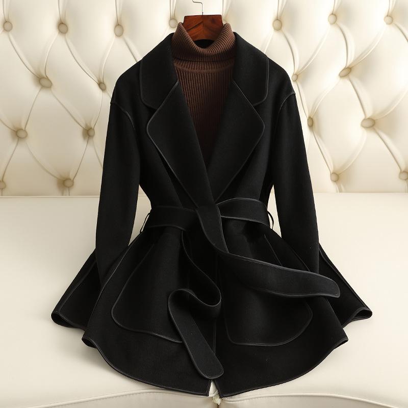 Autumn and Winter New Double-sided Cashmere Coat Women's Short Short 100% Wool Coat Women's High-end Coat