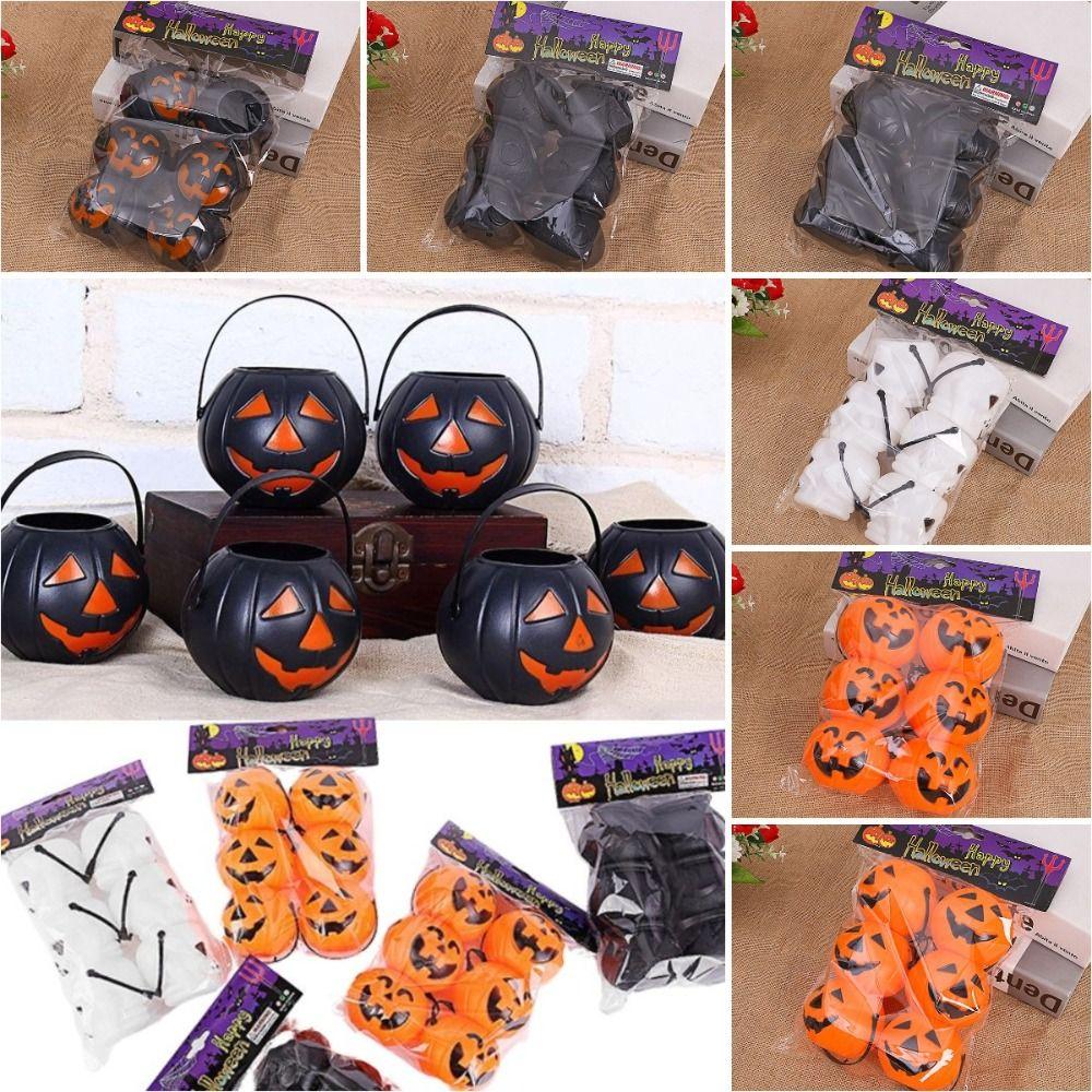 6pcs /set Halloween Mini Pumpkin Handheld Bucket Pumpkin Candy Buckets Kids Adult Toys
