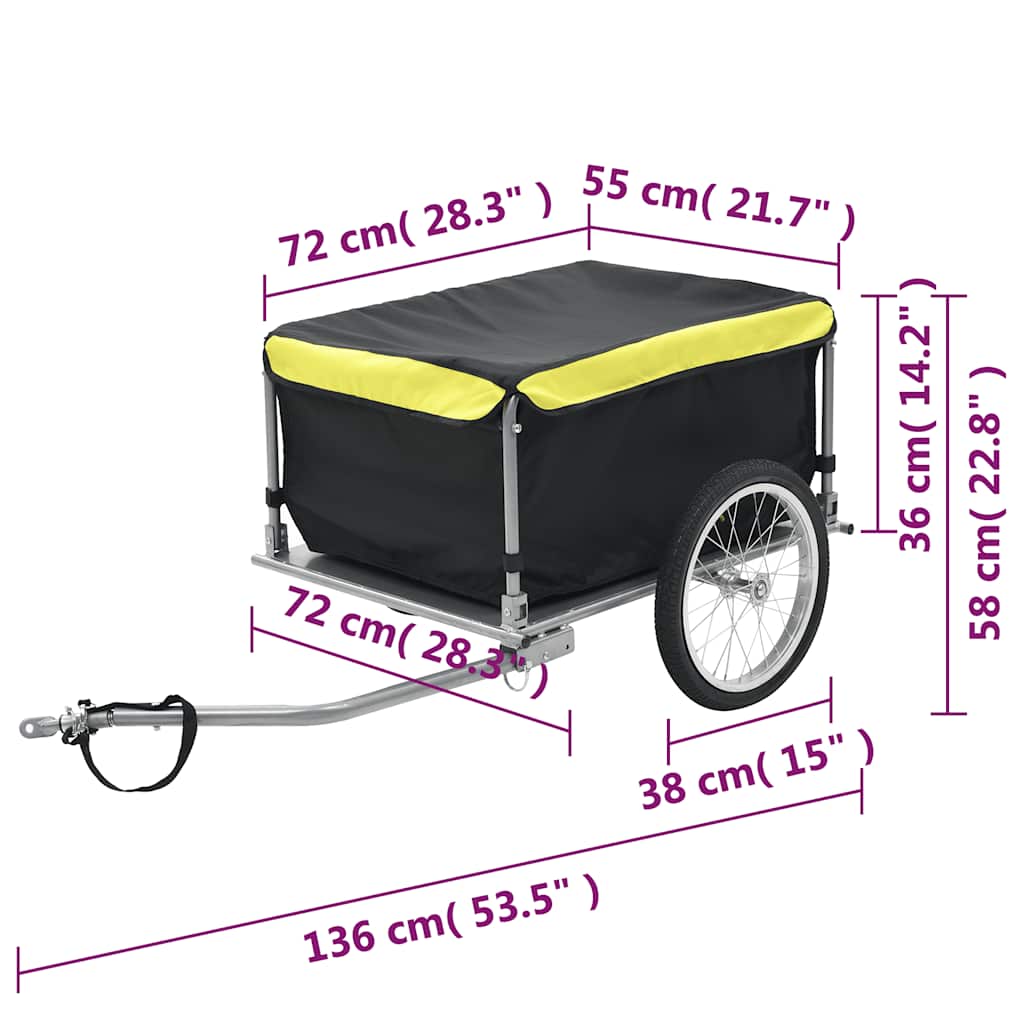 Bicycle Trailer Black and Yellow 65 kg Capacity