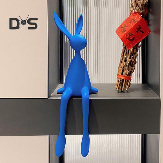 Статуэтка сидящего кролика, длинноногого кролика, смоляная статуэтка, скульптура животного, домашний офис, книжная полка, настольное пасхальное украшение, орнамент