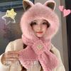 Cute Scarf Hat  Elegant Woman Warm One Piece Hat  Winter Skiing and Cycling Comfortable Warm Hooded Mask Plush Hat