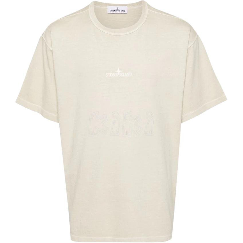 STONE ISLAND Однотонная трикотажная футболка с вышивкой логотипа, с круглым вырезом и короткими рукавами, унисекс 811522258-V0197
