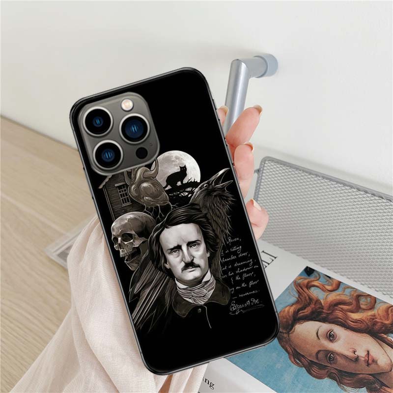 Чехол для телефона Эдгар Аллан По Для iPhone 17 Air 16 15 Pro Max 14 Plus 16E Coque 13 Pro 12 Mini 11 Прозрачный Чехол Силиконовый Милый Чехол S