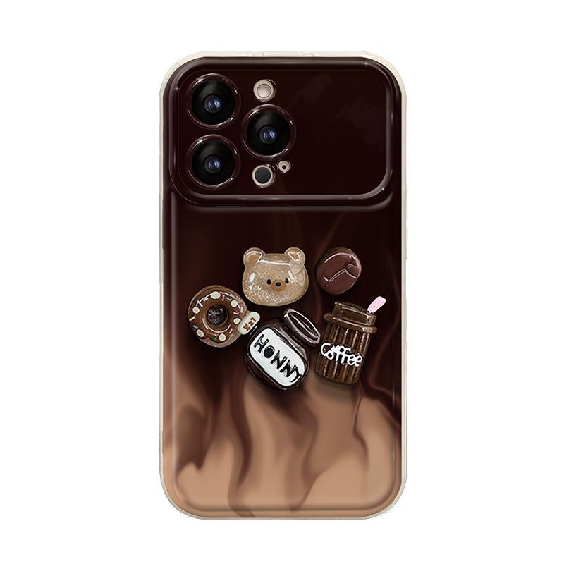 Шнурок для куклы Smudge Coffee, подходит для чехла для мобильного телефона Apple 15PRO, 14, мягкий силикон, 13, откидное зеркало, X большое окно