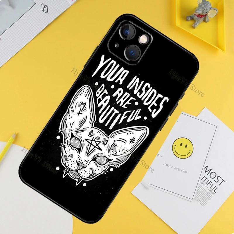 Применимый чехол для телефона Apple iPhone Чехол с татуировкой Сфинкс Кот Мягкий чехол Защитный чехол iPhone 16