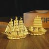 Double Dragon Metal Sailing Boat Ornaments - Auspicious Home Decor