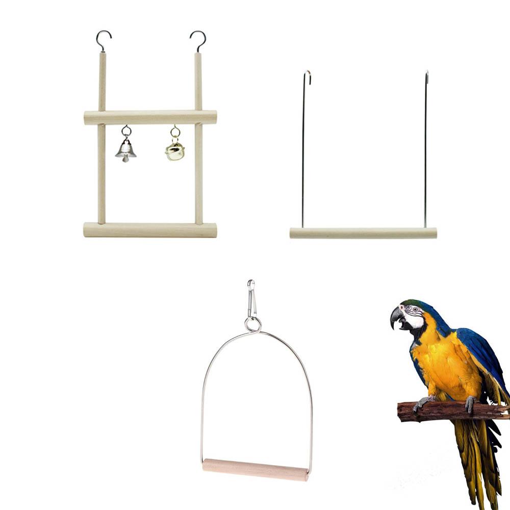 Natural Wooden For Bird Cage Bird Supplies Swing Parrots Swing Toy Hammock Birds Perch Bird Stand