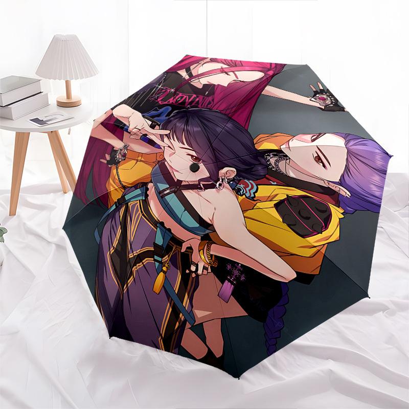 Anime Kpop GirlThemed Automatic Opening and Closing umbrella 8 Ribs, Suitable for Leisure and Going Out, Outdoor Accessory, Gothic Style,