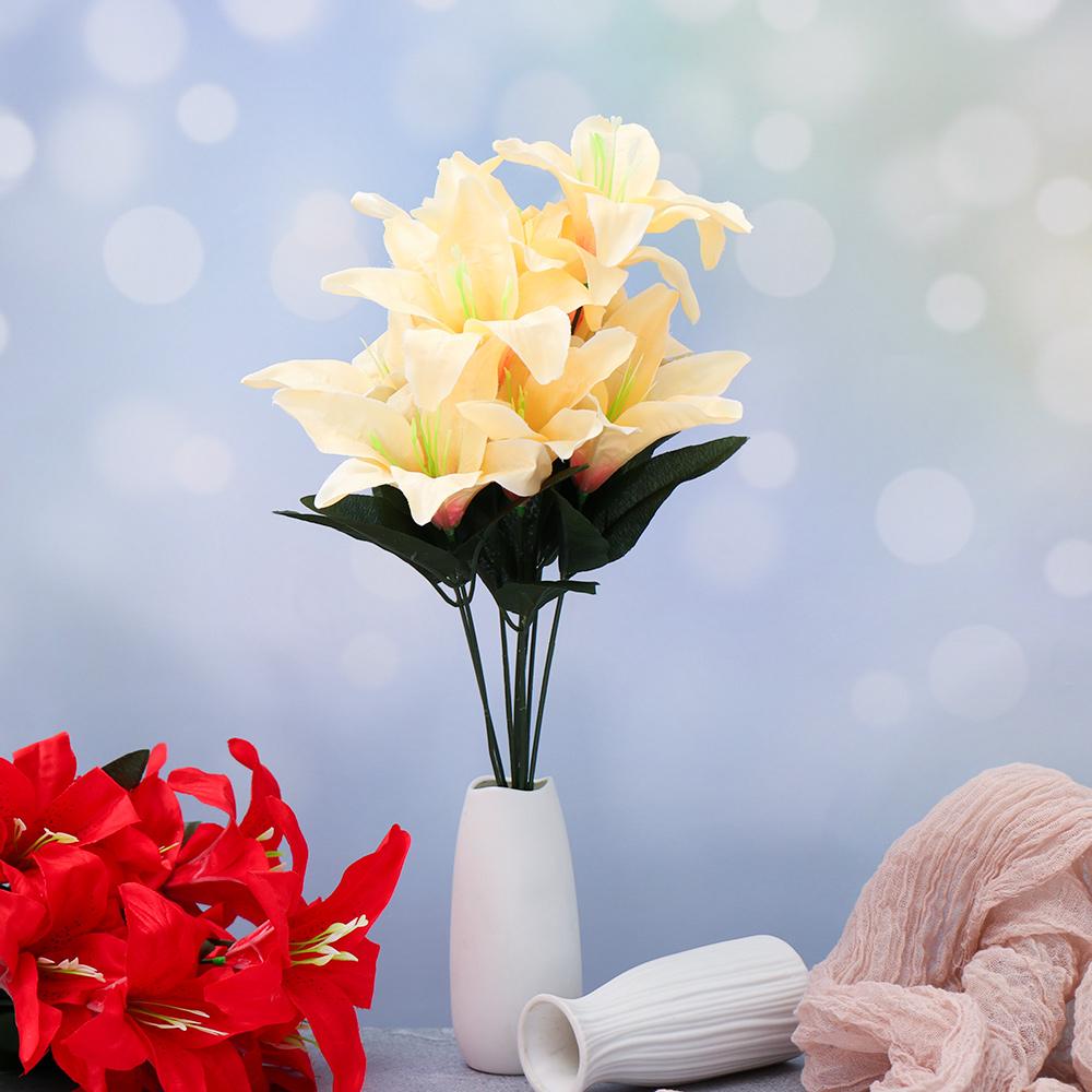 10 Голов Горячие Домашние Аксессуары Красочные Искусственные Цветы Свадебный Декор Лилии Букет Поддельные Лилии
