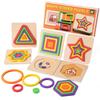 Wooden Geometric Colorful Puzzles 3D Shapes Cognition Board Montessori Puzzle Educational Toy for Toddlers Color Shape Learning