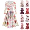 Ladies Fashion Casual Valentine's Day Print Long Sleeve V-neck Sexy Dress