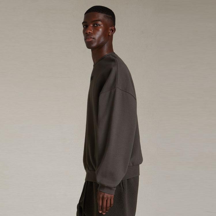 Fear of God Essentials SS24 Свитшот с круглым вырезом Однотонный Круглый вырез Прямой крой Флис Длинный рукав Американский стиль Пуловер Мужской Черный 192SP244680F