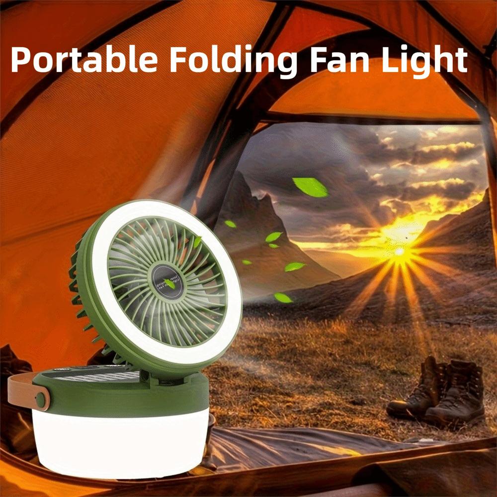USB Rechargeable/Solar Portable Folding Fan Light Multi Functional Tent Hanging Lantern Travel
