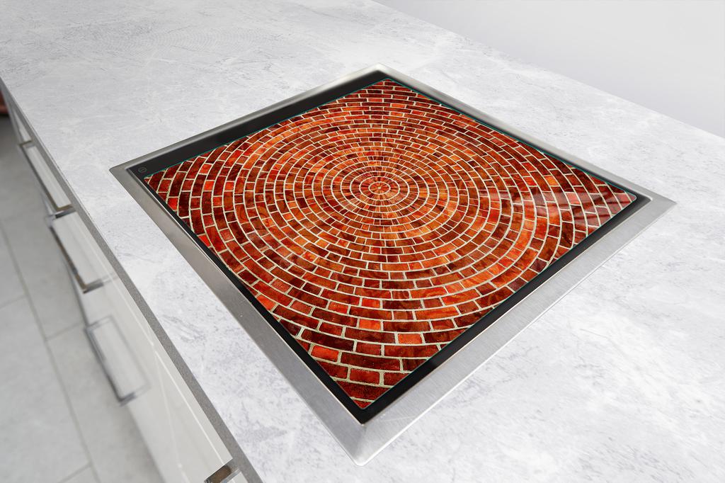 Glass protective plate for stove 50x52 Brick