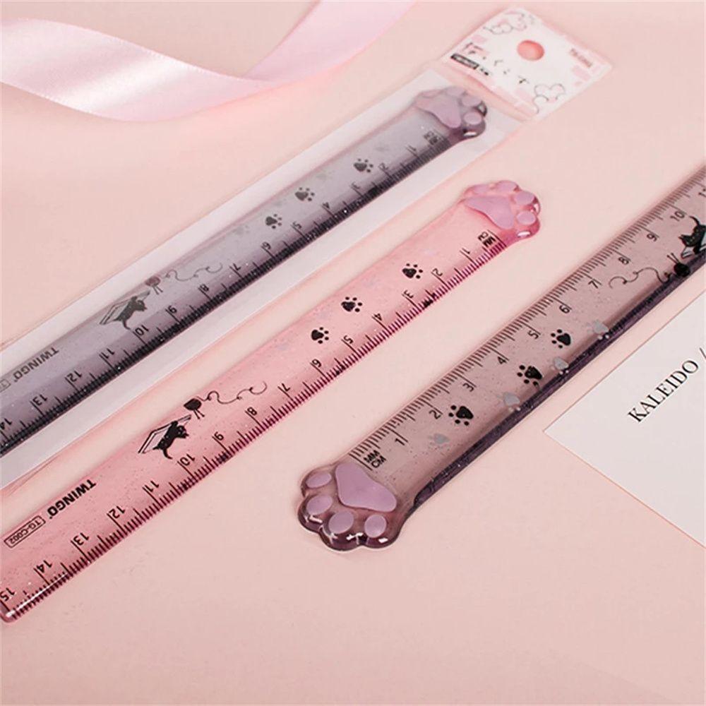 Kids Gifts 15cm Plastic Painting Cats Claw Ruler Straight Ruler Scale Ruler Measuring Ruler