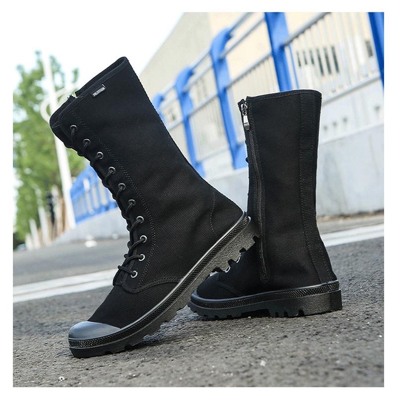 Autumn Early Winter Shoes Mens High Top Boots Cool Young Men Street Style Breathable Cloth Shoes Brand Male Footwear Black Green Plus Size 45