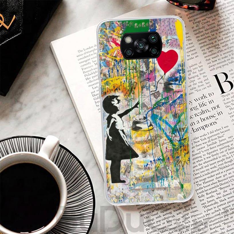 Чехол Banksy Graffiti Art для телефона Xiaomi Poco X6 X7 X5 Pro X4 Gt X3 Nfc F6 F5 F4 F3 F2 F1 M5S M4 M3 Корпус с принтом X
