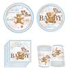 Babyshower Медведь Одноразовая посуда Мультяшный бурый медведь Бумажные тарелки Салфетки Чашки Happy Kids 1st Birthday Party Decor Babyshower