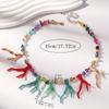 Multi-layer Beaded Coral Necklace Bohemia Ocean Style Beach Choker Coralal Pendant Necklace  Summer