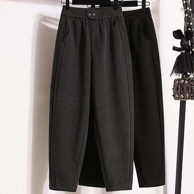 Брюки женские эластичные с высокой талией длинные брюки плюс утолщенные эластичные однотонные универсальные повседневные брюки