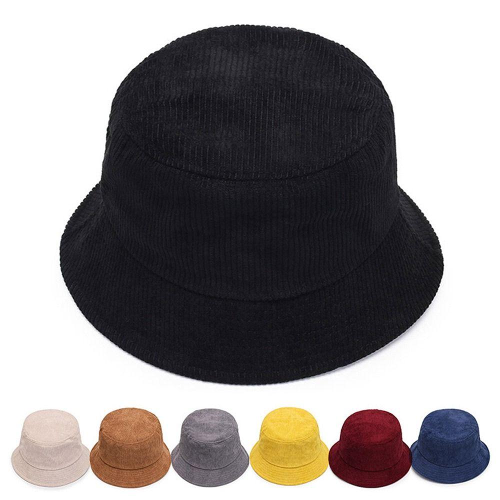 Corduroy Bucket Hat Soft Panama Hat Outdoor Sun Cap Men Women
