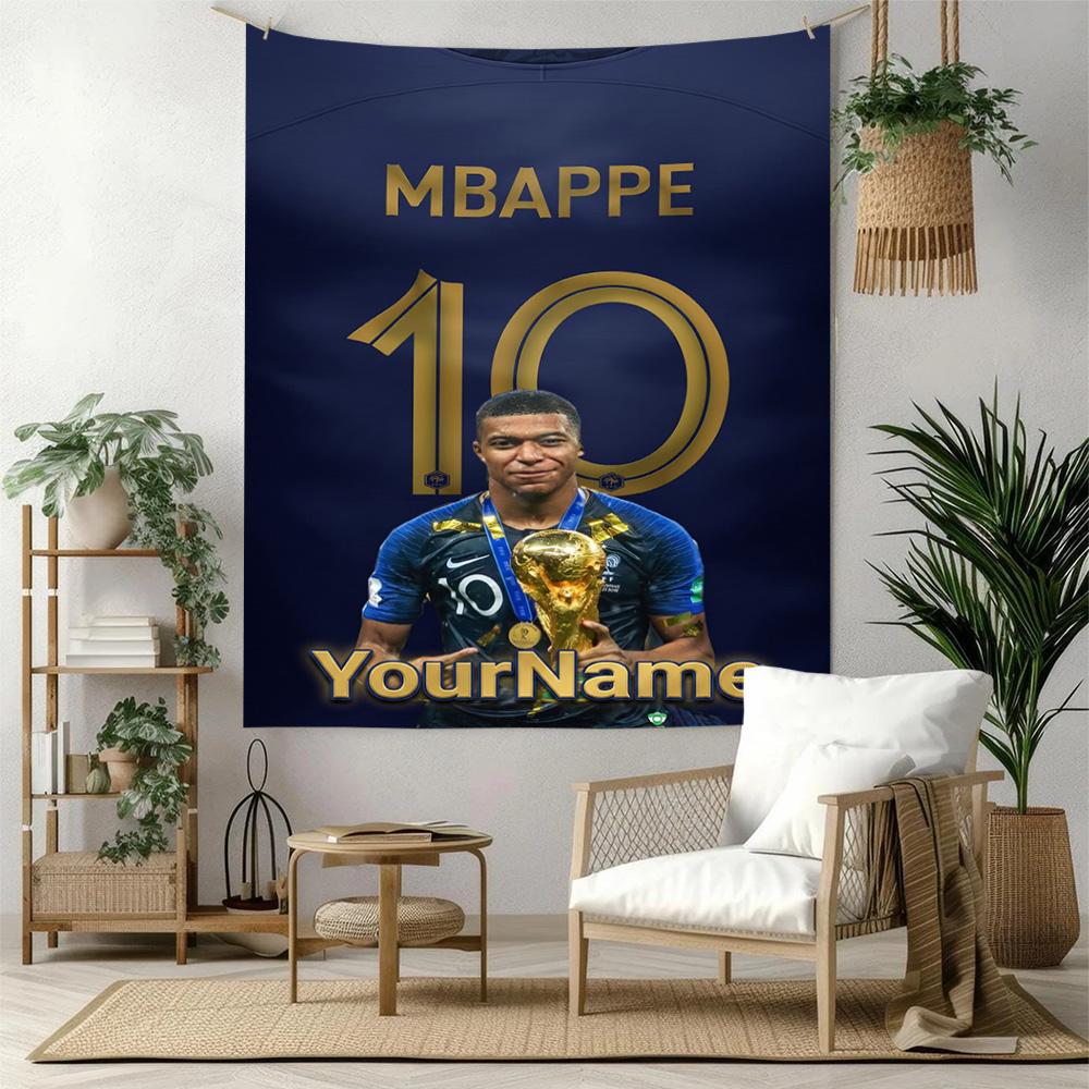 Mbappe Custom Your Name Wall Decor Tapestry Art For Pet Memorial Birthdaywedding Party Backdrop Family Gift