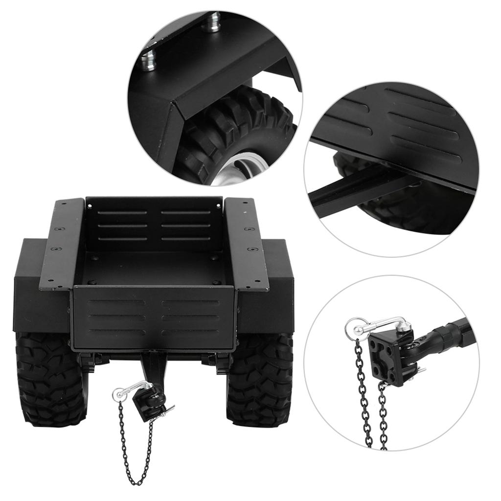 Aluminum Alloy Trailer Car Highly Simulation RC Car Vehicle Model Children ToyBlack