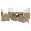 VidaXL Ensemble à Manger de Jardin avec Coussins 5pcs, Table de Terrasse, Meubles de Patio, Mobilier d'Extérieur, Beige 3277354