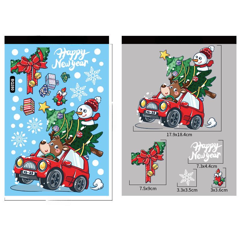 Christmas Decoration Window Stickers Cartoon Elk Santa Claus Snowman Xmas Mirror Stickers Merry Christma Sticker New Year