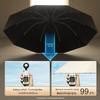 Очень большой ветрозащитный штормовой зонт с несколькими спицами и защитой от солнца, покрытие из черного клея, для дождя или солнца, складной для мужчин и женщин