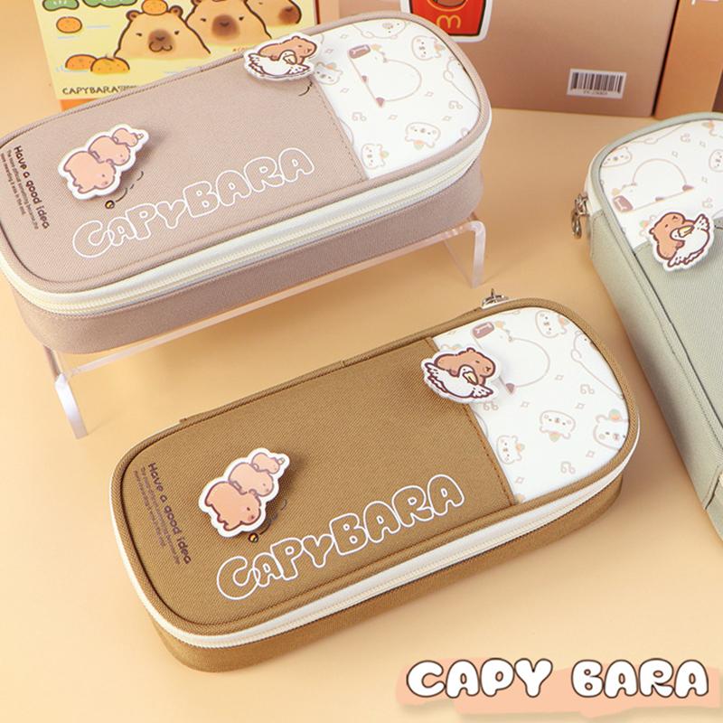 Мультяшный большой емкости Capybara пенал пенал многоэтажный креативный студенческий органайзер канцелярские принадлежности школьные принадлежности
