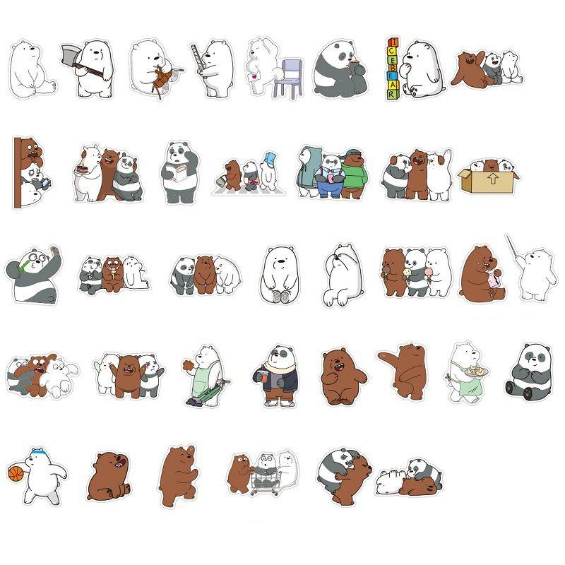 Vibrant 37pcs We Bare Bears Waterproof Graffiti Stickers For Luggage And Electronics