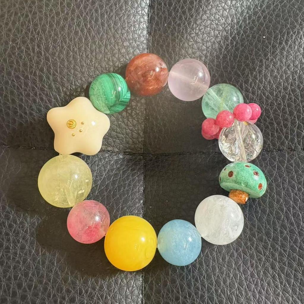 New Style Natural Crystal Antler Mushroom Bead Bracelet