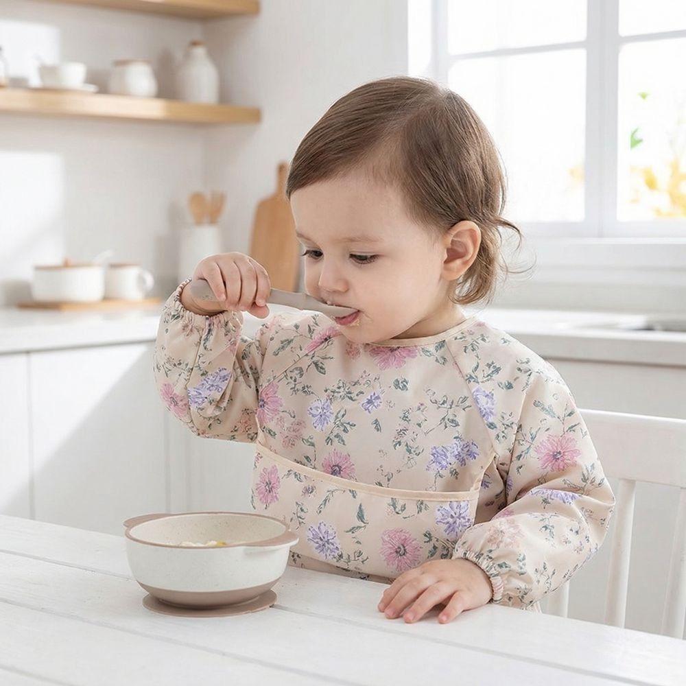 Adjustable Toddler Long Sleeve Apron Soft Baby Rice Pocket Smock Child Feeding Bib Meal Eating