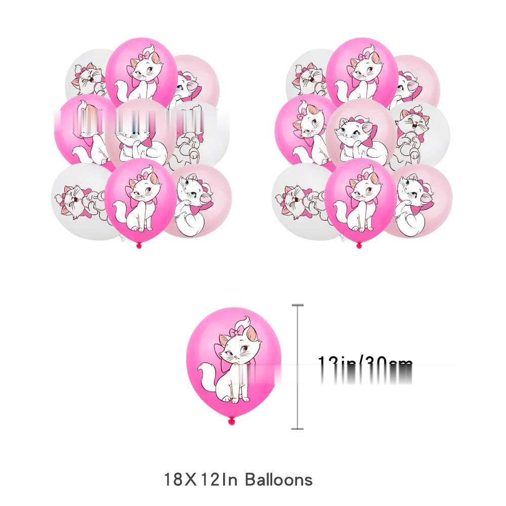 Stylish Cat Birthday Decoration Party Set AristoCats Anime Cat Movie Character Children Cute Funny Boys Girls Pink Happy Birthday Garland Banner
