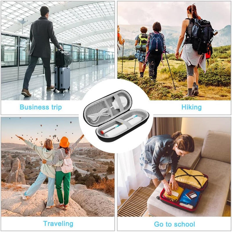 Waterproof Portable Electric Toothbrush Box Case with Secure Elastic Straps Breathable Mesh EVA Protective Holder Storage Box for Travel Storage