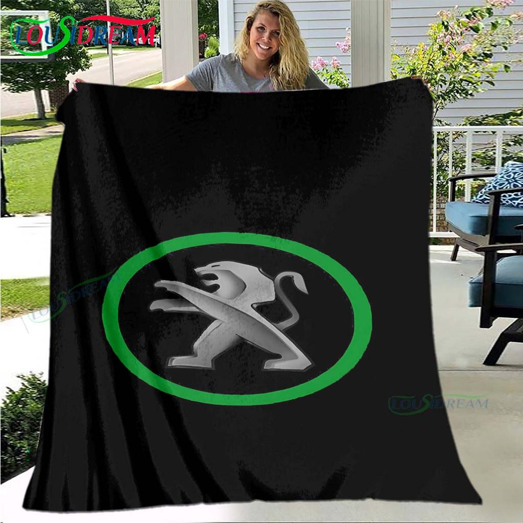Fashion Car P-Peugeot Logo Blanket Flannel Throw Blanket For Home Bedroom Bed Sofa Picnic Office Hiking Leisure Nap Gift