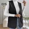 Women Vest Sleeveless Single Button Western Style Slim Fit Cardigan Suit Coat Pure Color Deep V Neck Formal Business Style Lady Waistcoat