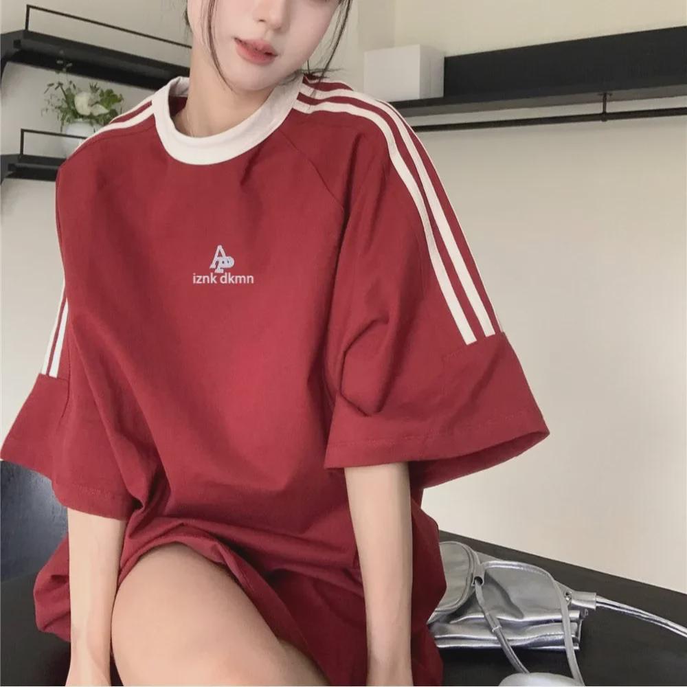 Унисекс футболка с коротким рукавом в ретро-полоску - Свободный крой, круглый вырез, повседневный стиль для весны/лета.